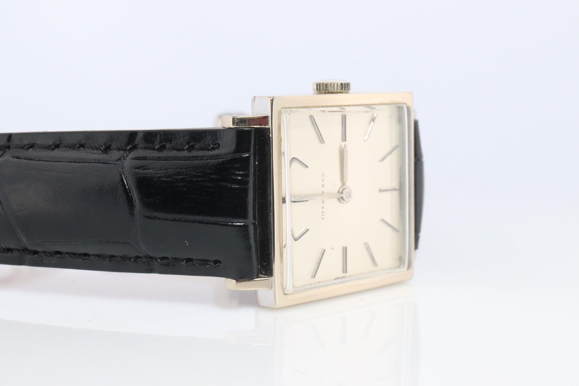 18k Tiffany and Co Watch. Tiffany Mens Dress White Gold Wristwatch