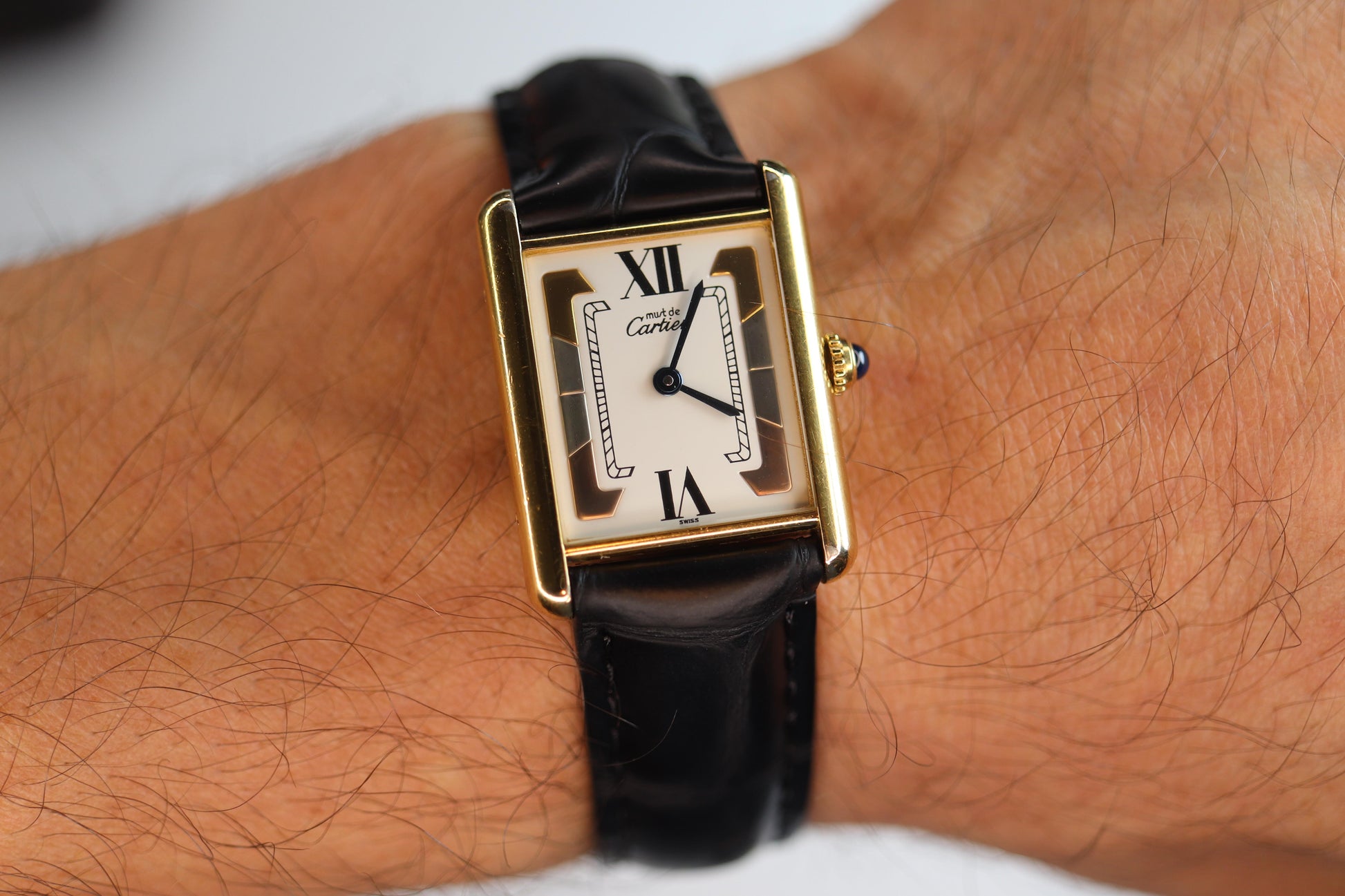 Vintage Must de Cartier 590005 Tank Watch. 925 Vermeil ARGENT Quartz Tank.