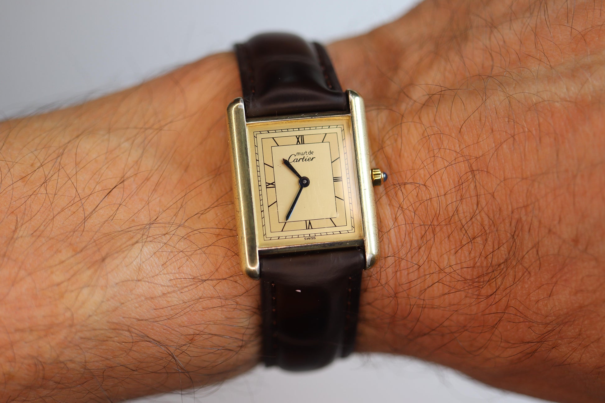 Vintage Must de Cartier 681006 Tank Watch. 925 Vermeil ARGENT Quartz Tank.