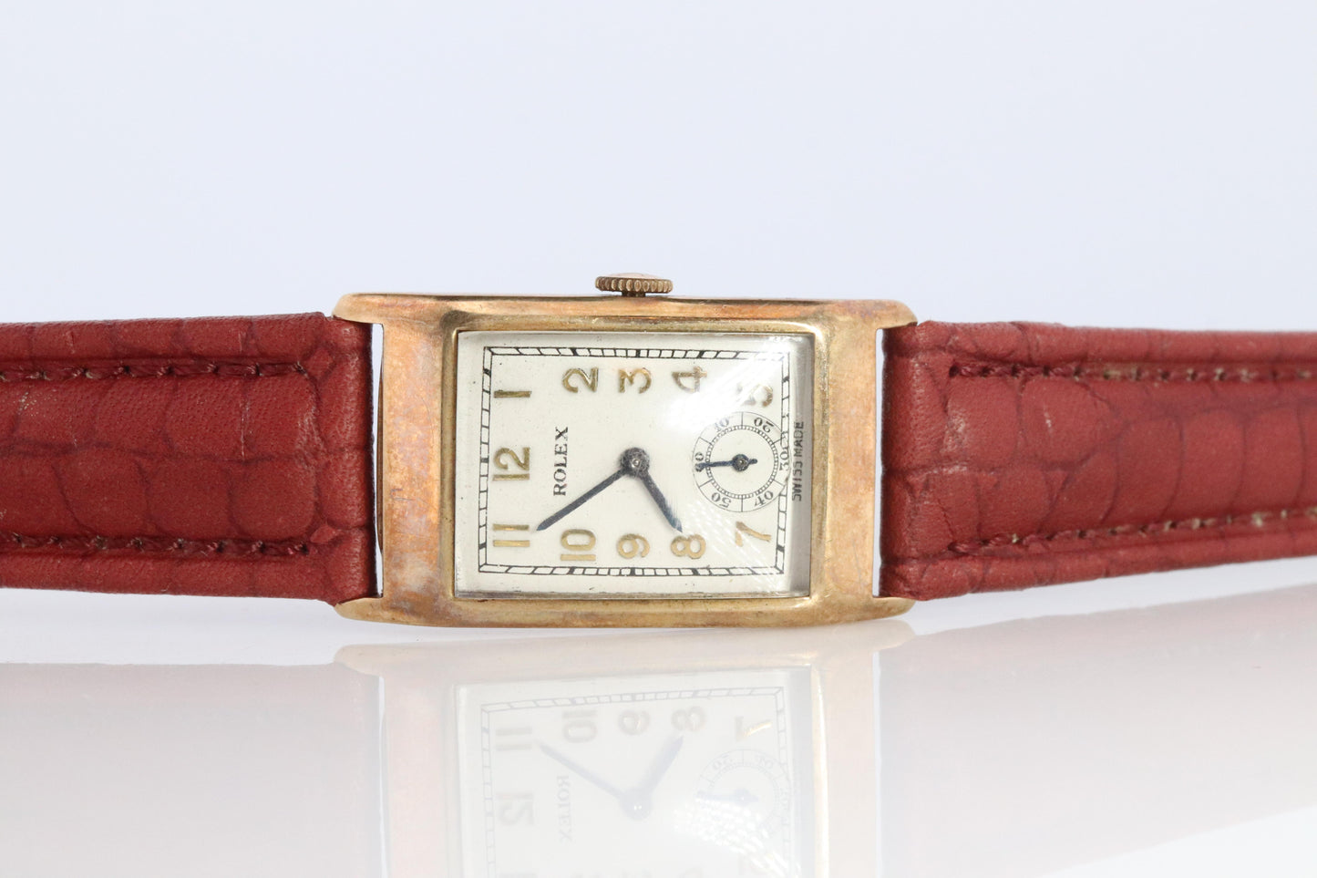 Vintage ROLEX Watch. 9k YG Rolex 2356 Tank Manual Wristwatch.