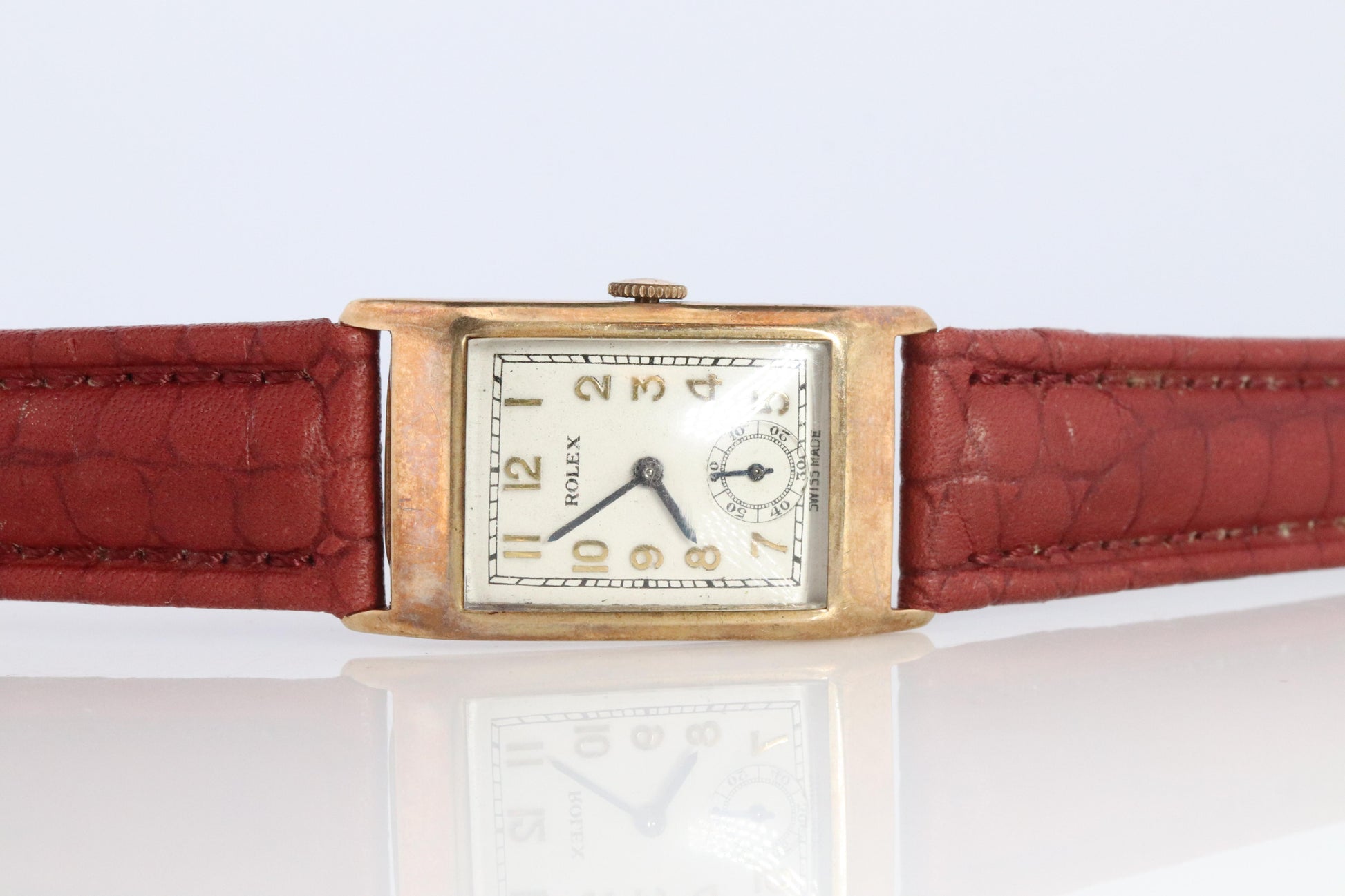 Vintage ROLEX Watch. 9k YG Rolex 2356 Tank Manual Wristwatch.