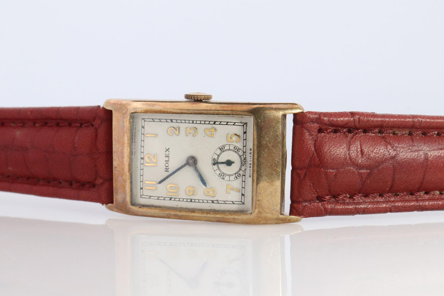 Vintage ROLEX Watch. 9k YG Rolex 2356 Tank Manual Wristwatch.