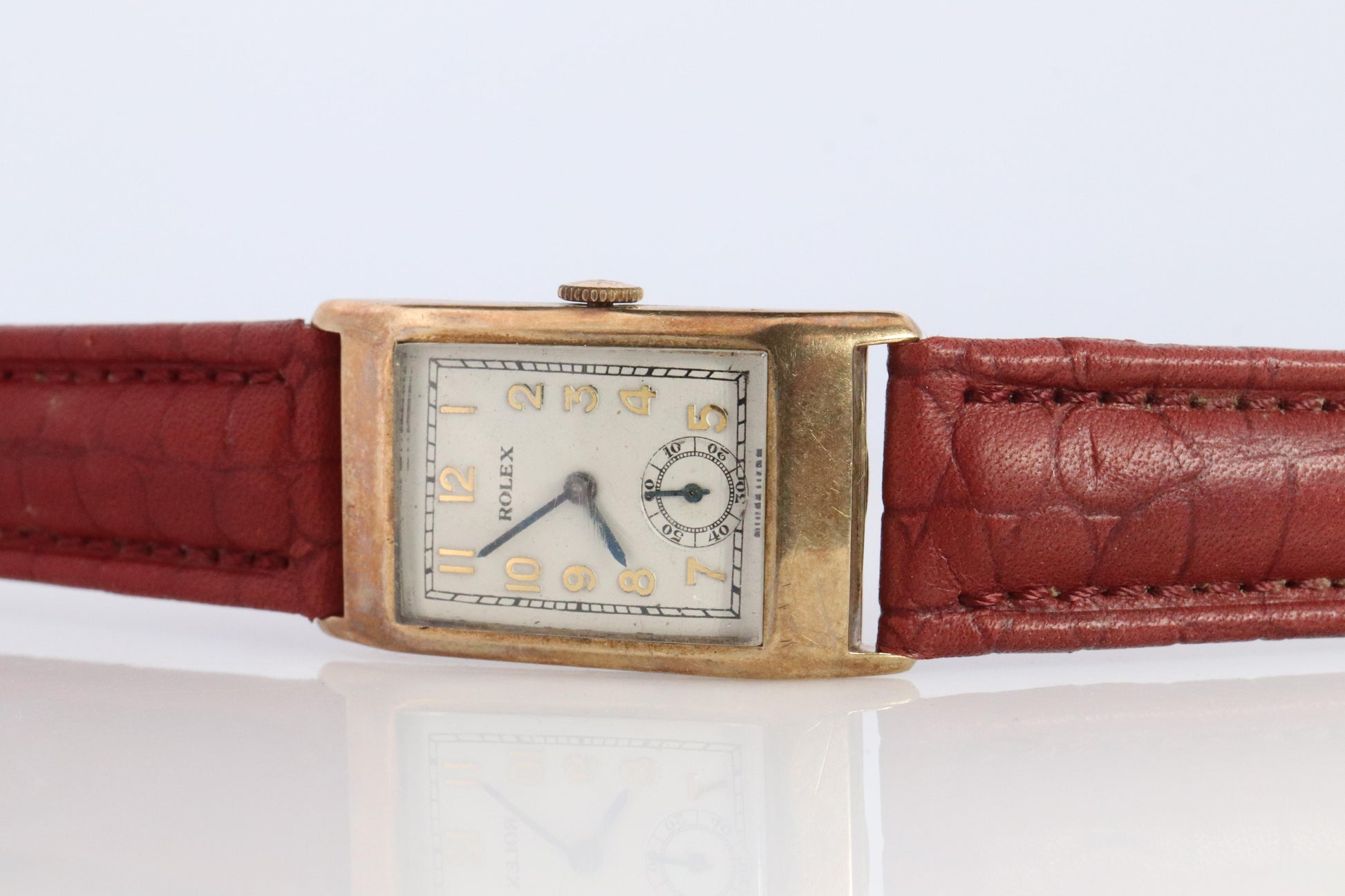 Vintage ROLEX Watch. 9k YG Rolex 2356 Tank Manual Wristwatch.