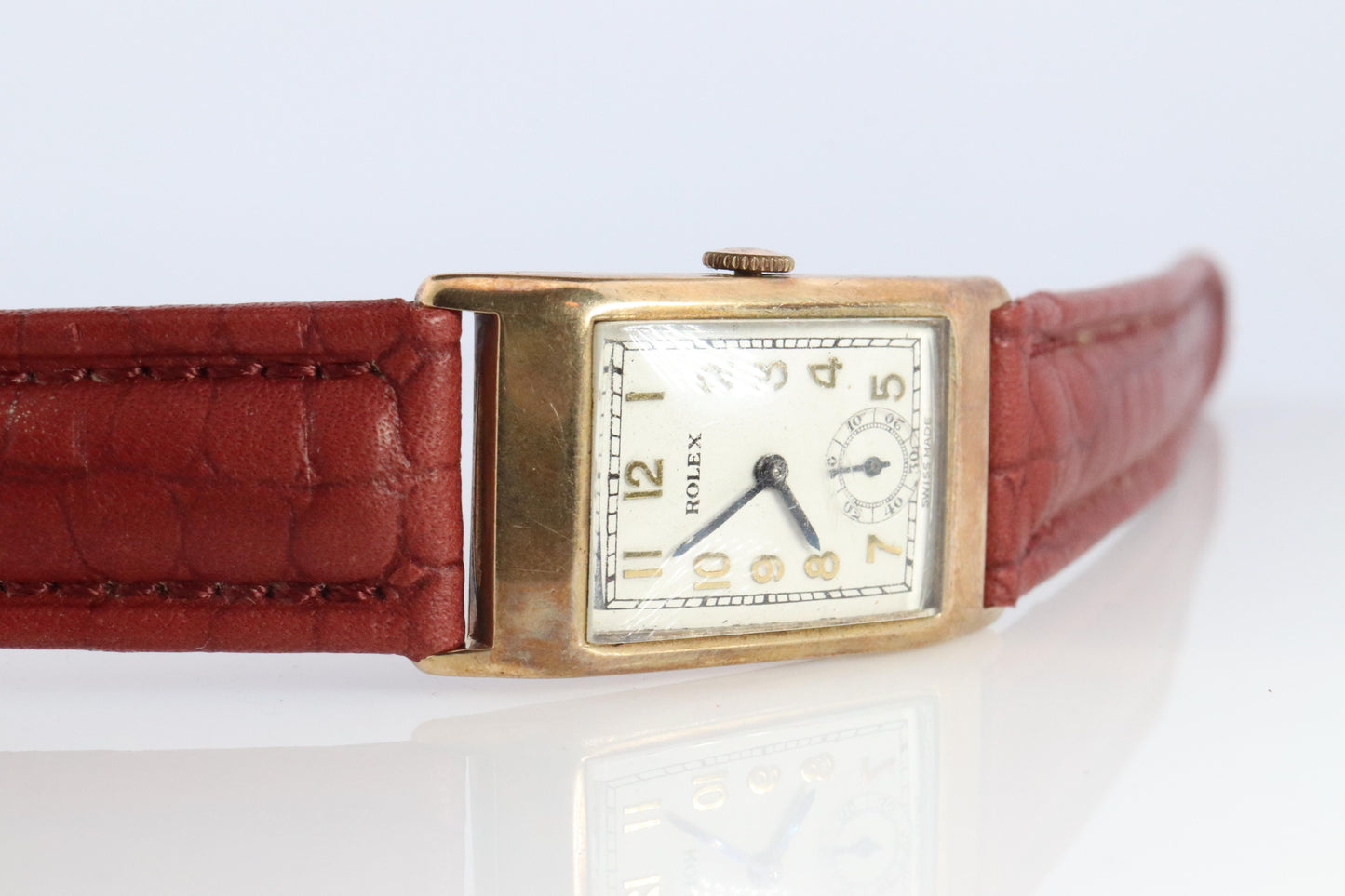 Vintage ROLEX Watch. 9k YG Rolex 2356 Tank Manual Wristwatch.