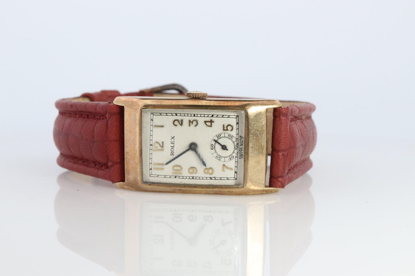 Vintage ROLEX Watch. 9k YG Rolex 2356 Tank Manual Wristwatch.