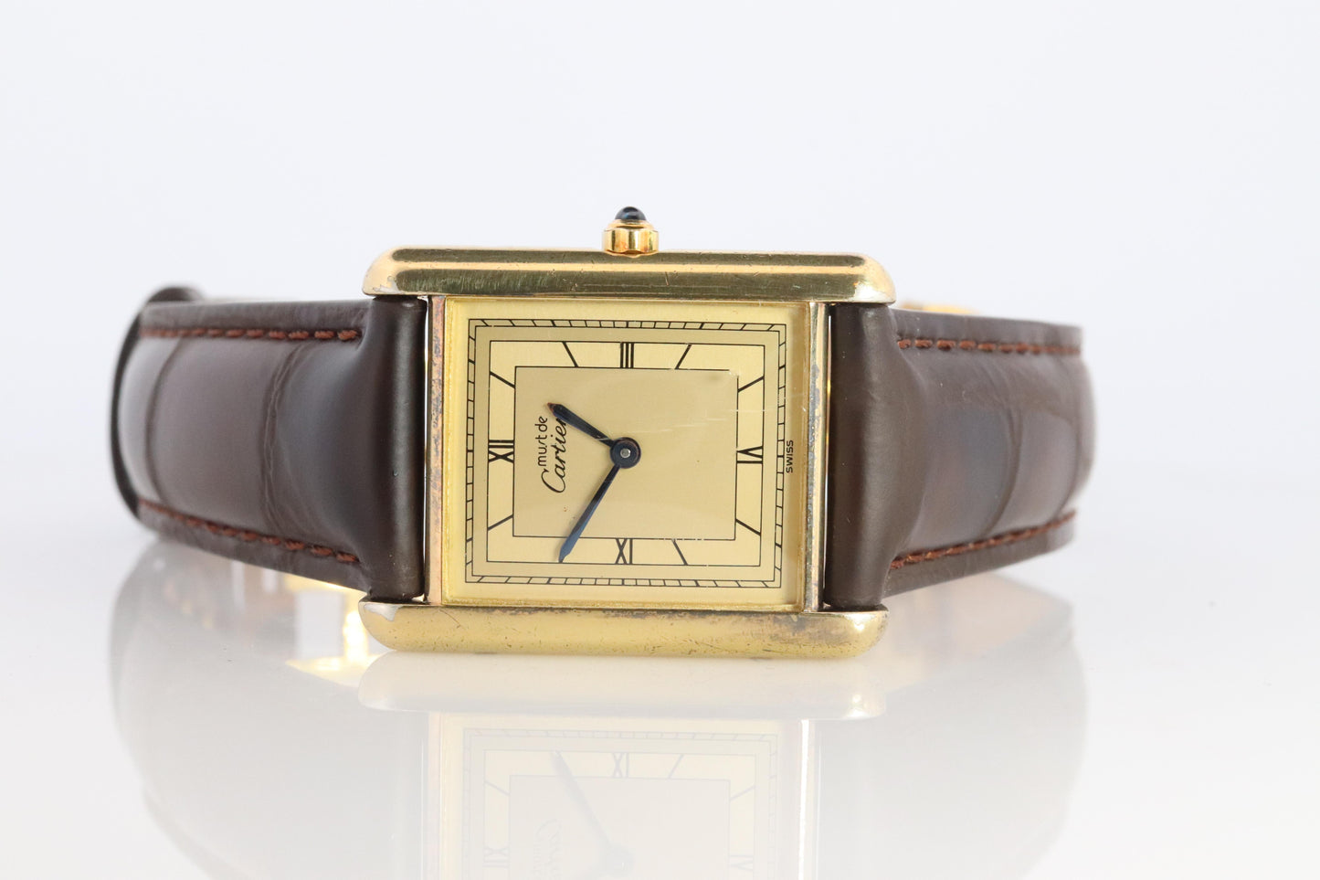 Vintage Must de Cartier 681006 Tank Watch. 925 Vermeil ARGENT Quartz Tank.