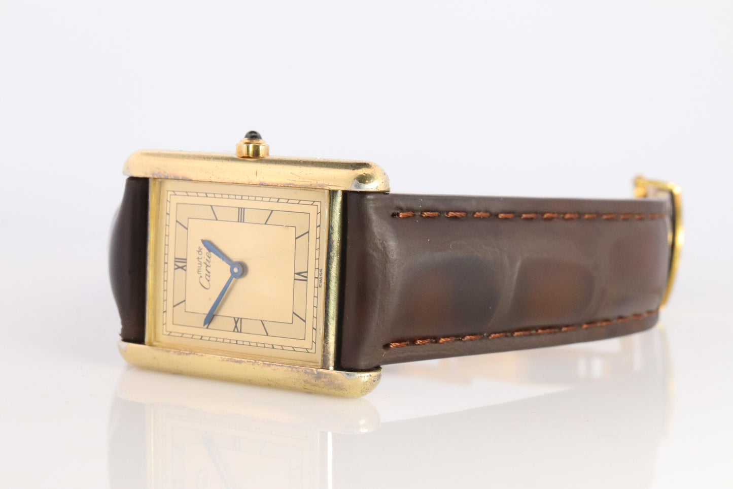 Vintage Must de Cartier 681006 Tank Watch. 925 Vermeil ARGENT Quartz Tank.
