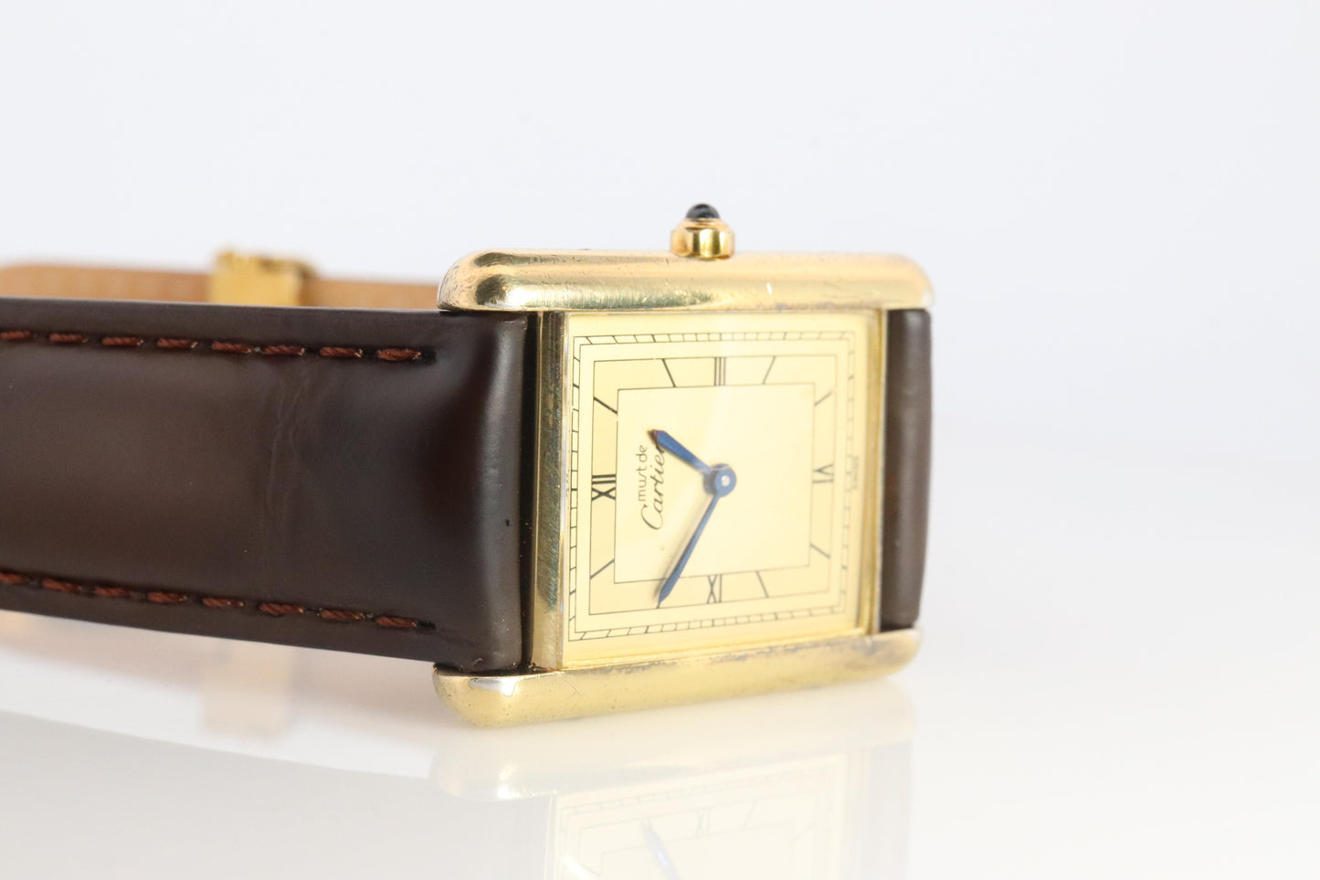 Vintage Must de Cartier 681006 Tank Watch. 925 Vermeil ARGENT Quartz Tank.