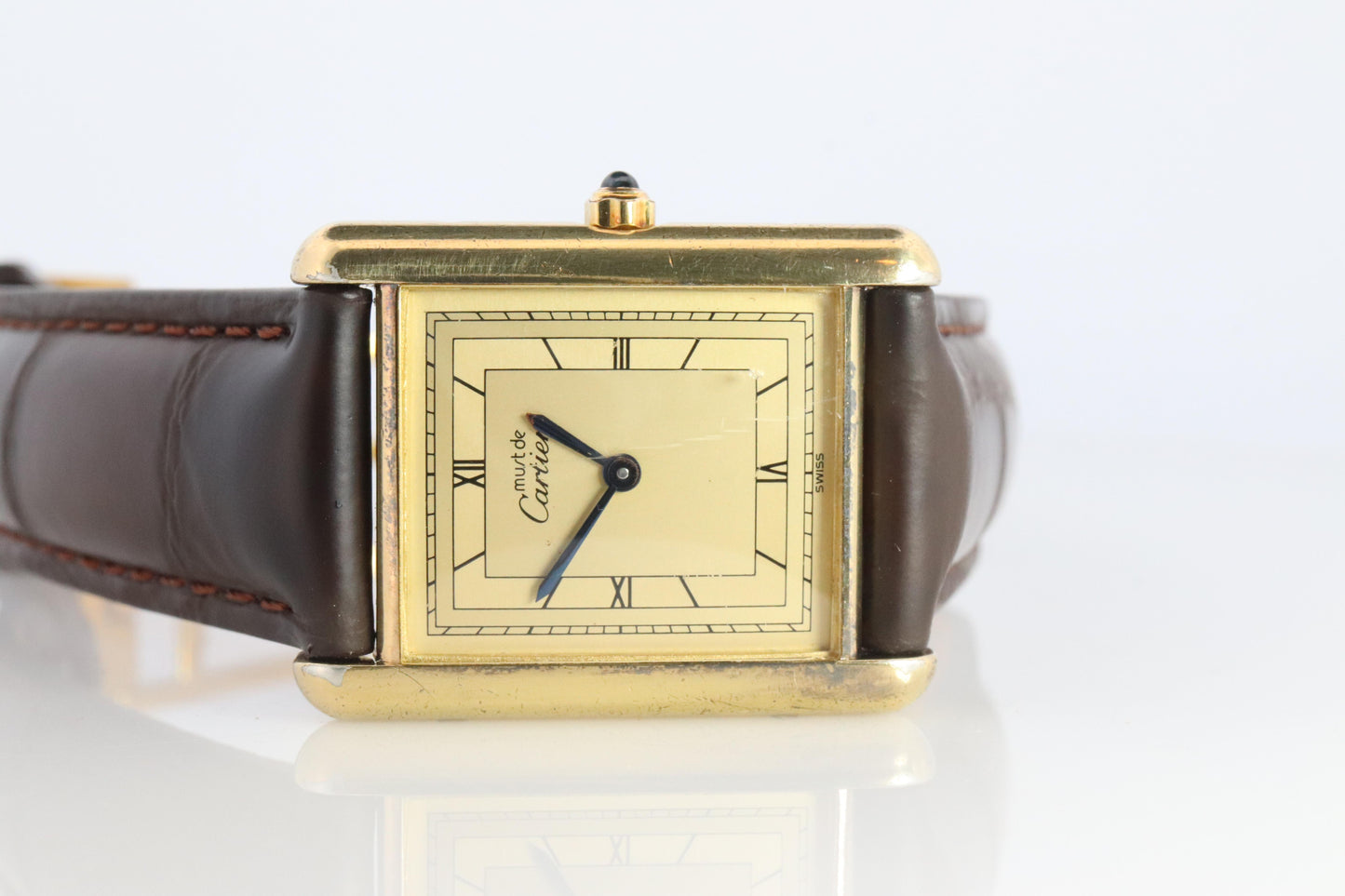 Vintage Must de Cartier 681006 Tank Watch. 925 Vermeil ARGENT Quartz Tank.