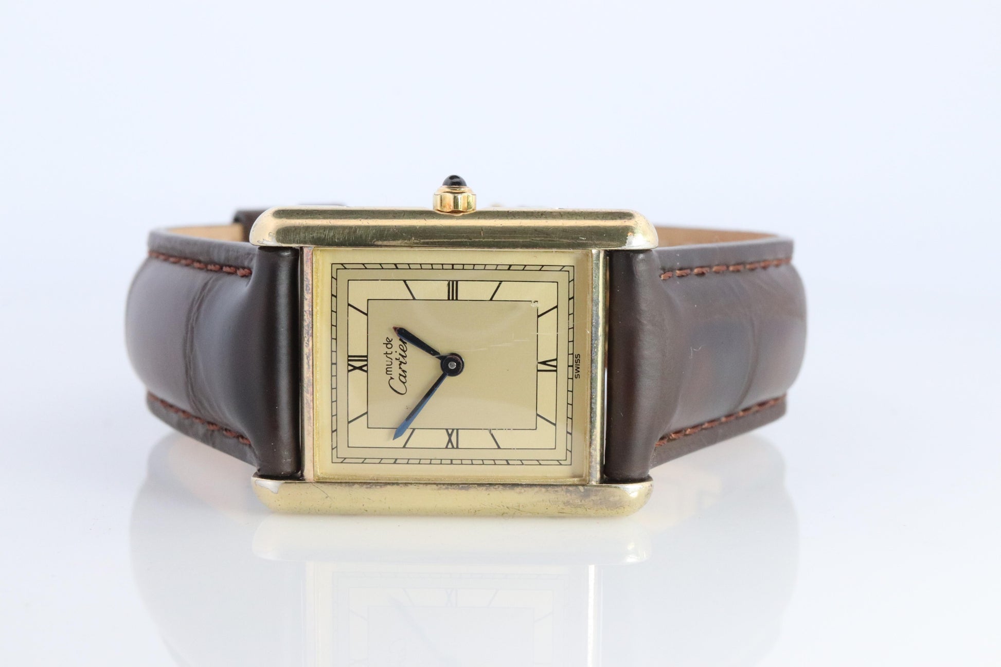 Vintage Must de Cartier 681006 Tank Watch. 925 Vermeil ARGENT Quartz Tank.