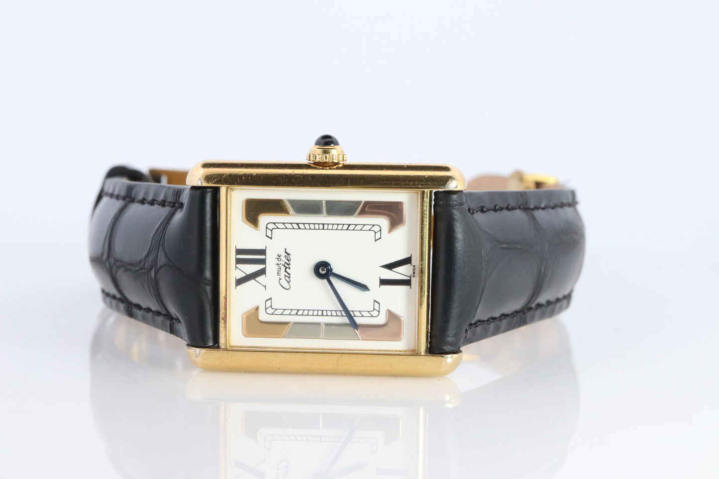 Vintage Must de Cartier 590005 Tank Watch. 925 Vermeil ARGENT Quartz Tank.