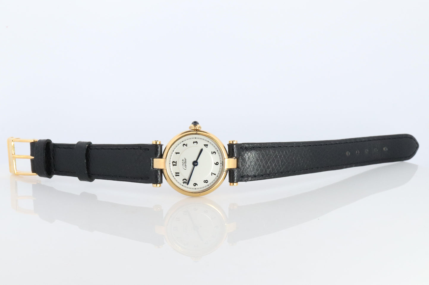 Genuine Cartier Watch. Must de Cartier Vendome 590004 Round Argent Arabic Face