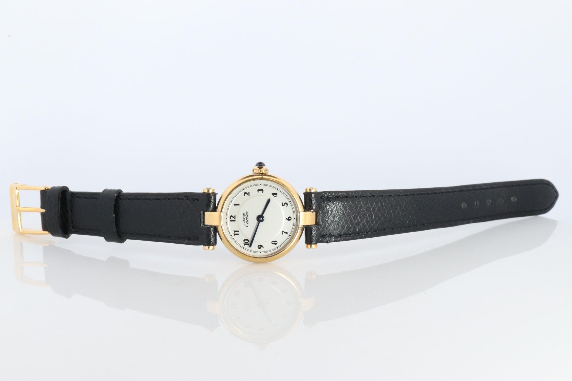 Genuine Cartier Watch. Must de Cartier Vendome 590004 Round Argent Arabic Face