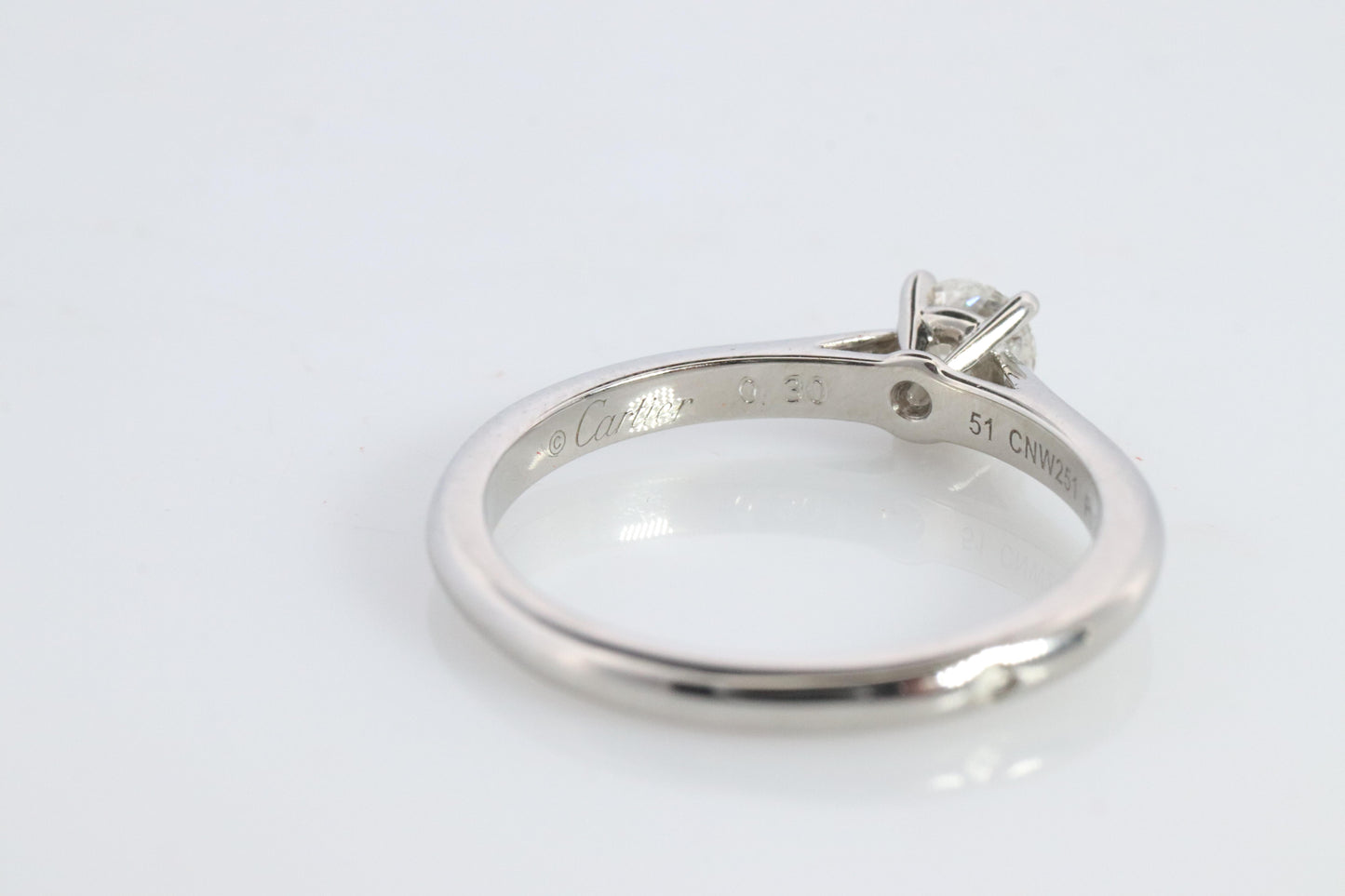 Cartier Platinum Diamond Solitaire ring.  PT950 Cartier 1895 Engagement Ring.