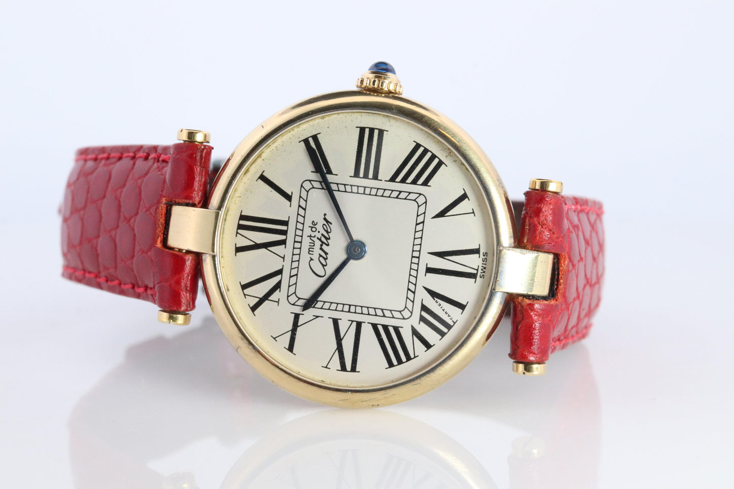 Cartier 590003 Watch. Must de Cartier White Dial Vendome Round Argent 30mm