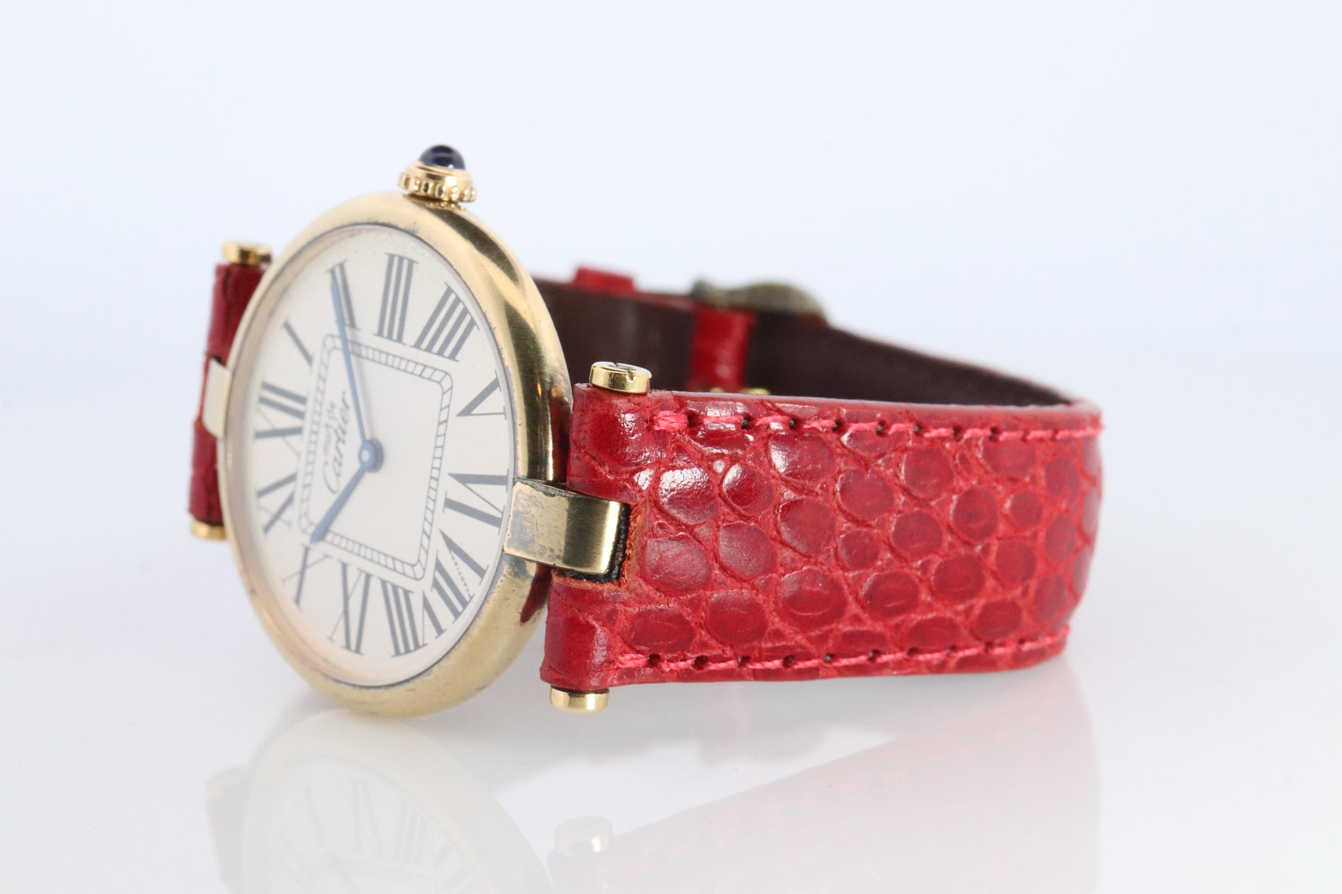Cartier 590003 Watch. Must de Cartier White Dial Vendome Round Argent 30mm