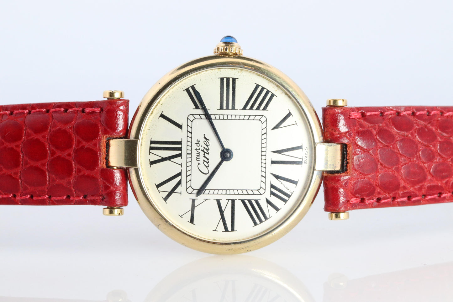 Cartier 590003 Watch. Must de Cartier White Dial Vendome Round Argent 30mm