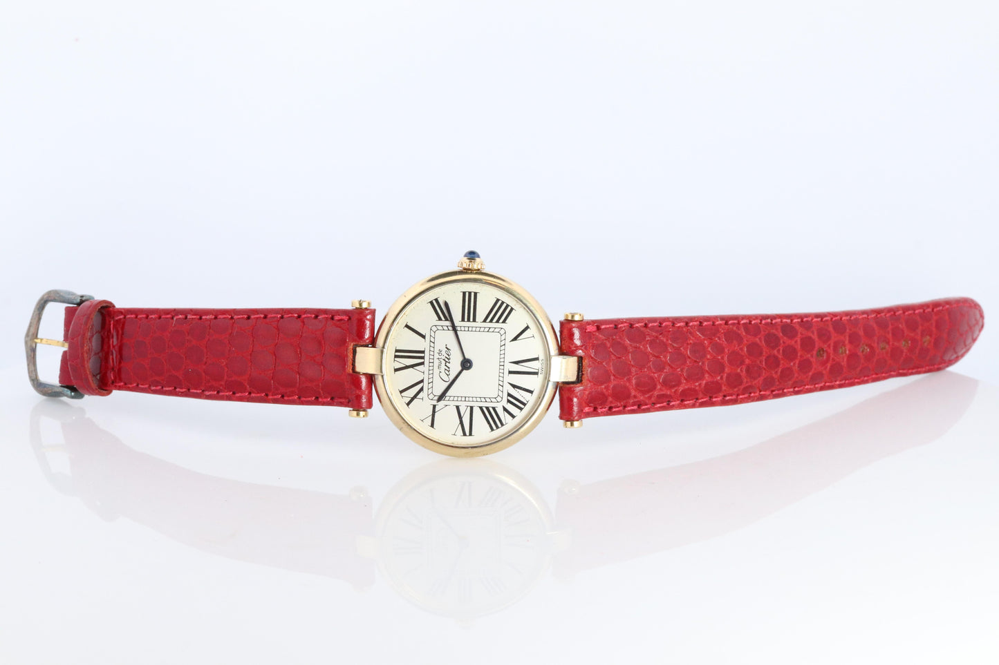 Cartier 590003 Watch. Must de Cartier White Dial Vendome Round Argent 30mm