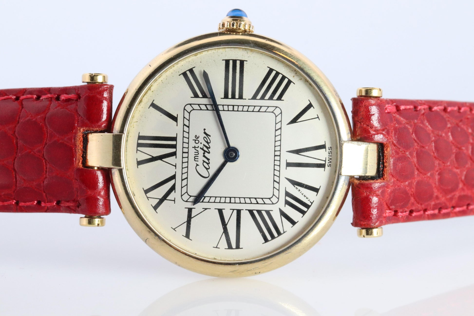 Cartier 590003 Watch. Must de Cartier White Dial Vendome Round Argent 30mm