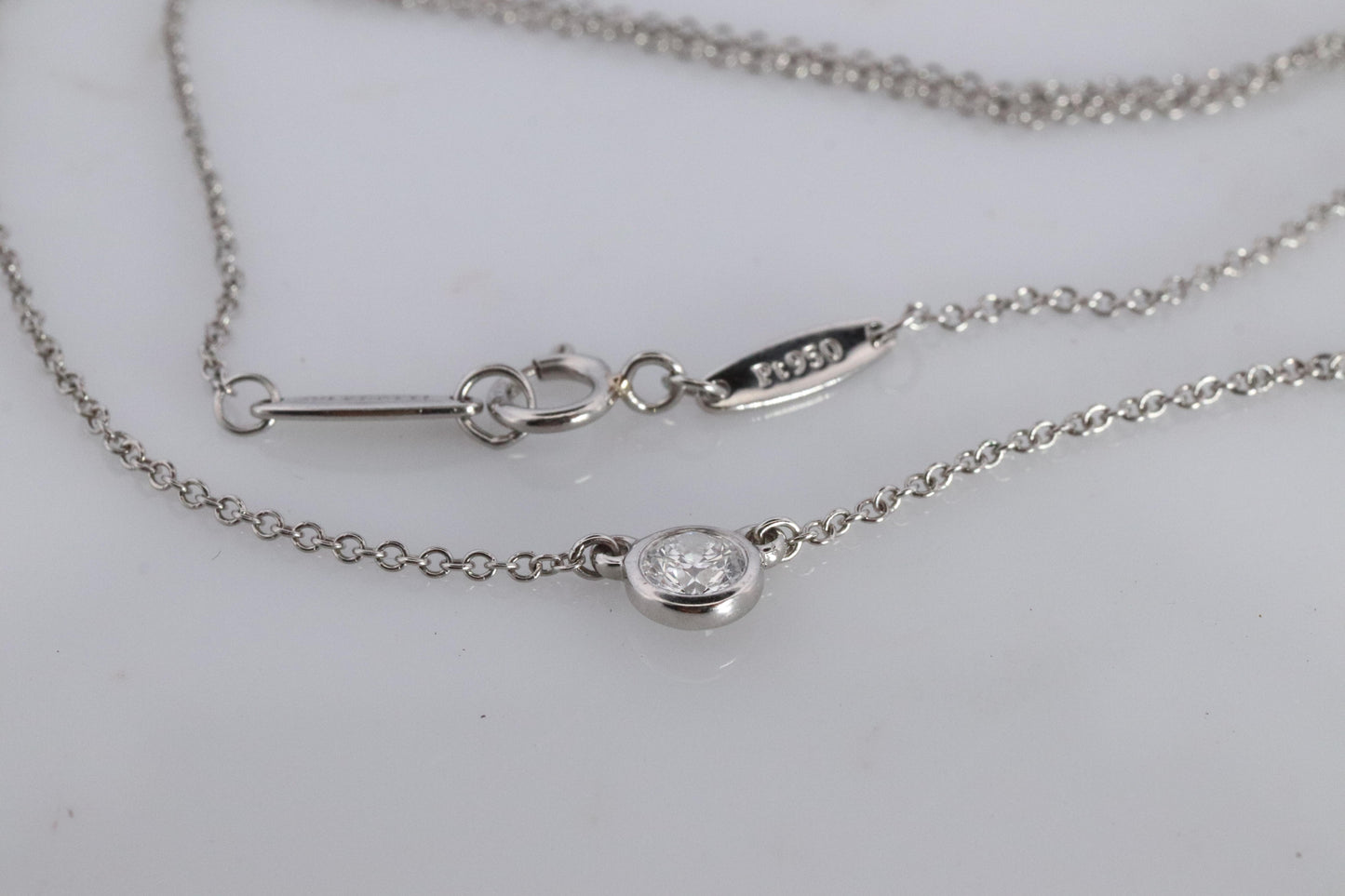 Vintage Tiffany Co Platinum Necklace Elsa Peretti Diamond by the Yard 0.25ct 1P