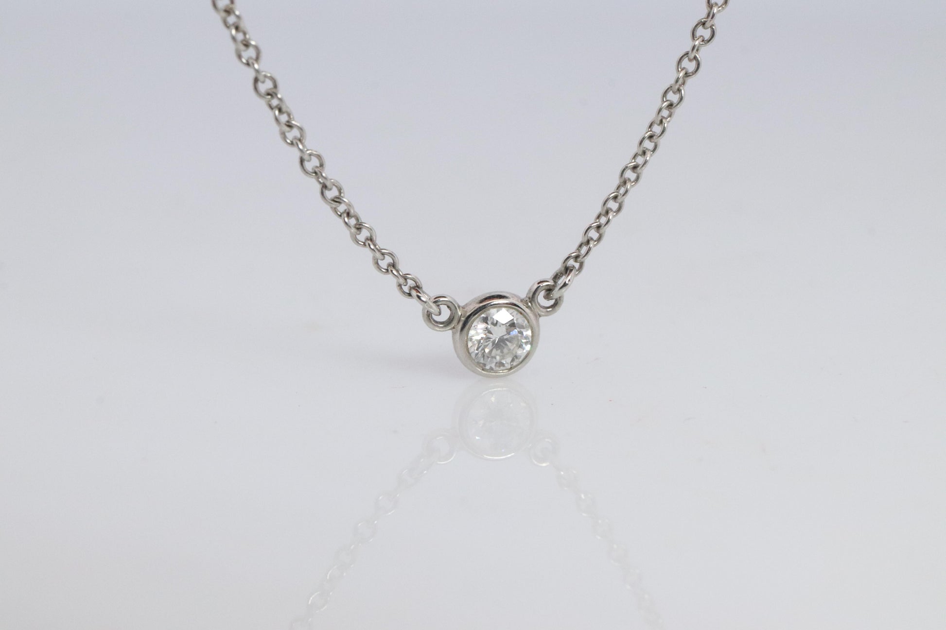 Vintage Tiffany Co Platinum Necklace Elsa Peretti Diamond by the Yard 0.17ct 1P