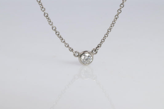 Vintage Tiffany Co Platinum Necklace Elsa Peretti Diamond by the Yard 0.17ct 1P