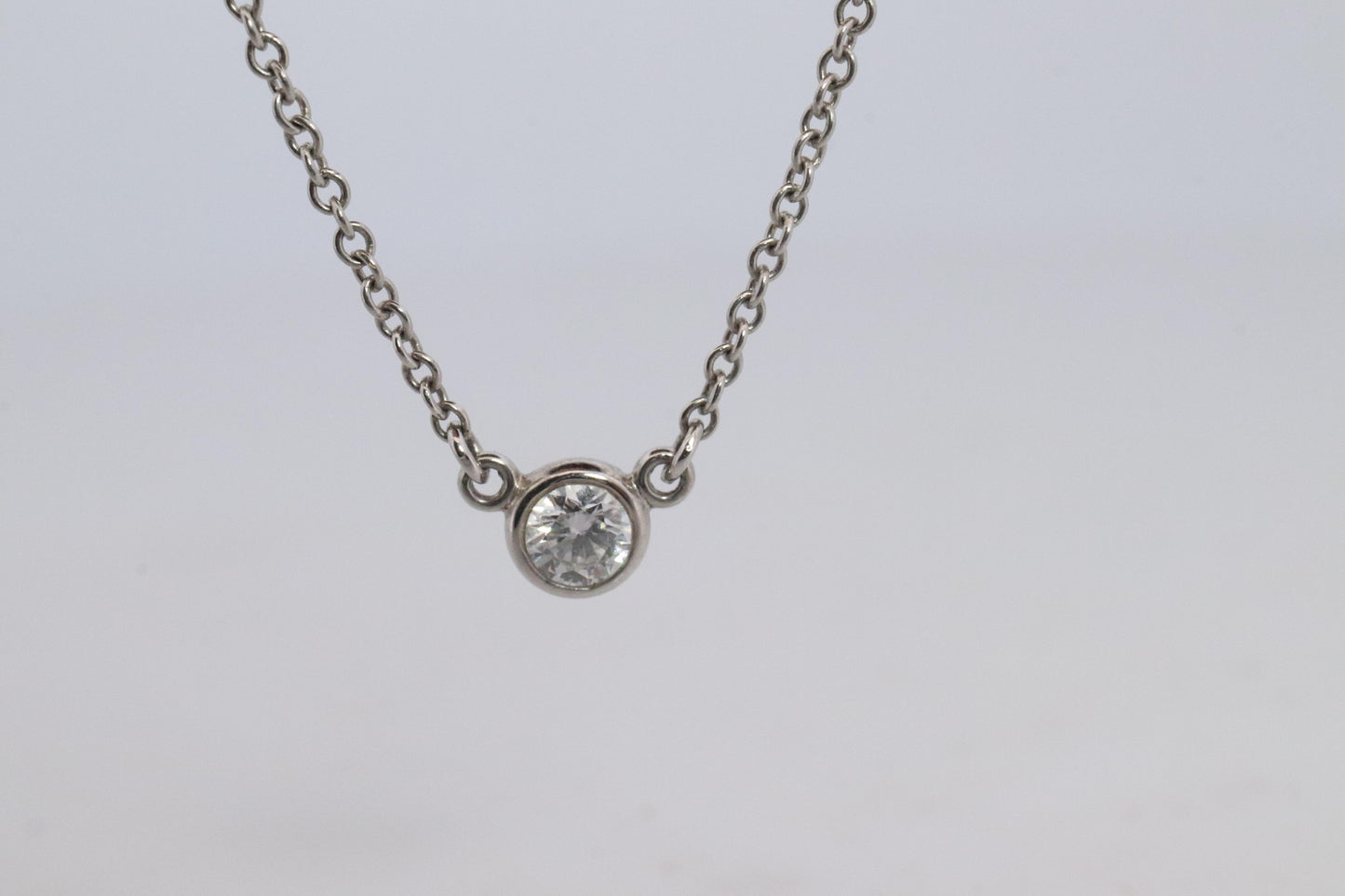Vintage Tiffany Co Platinum Necklace Elsa Peretti Diamond by the Yard 0.17ct 1P