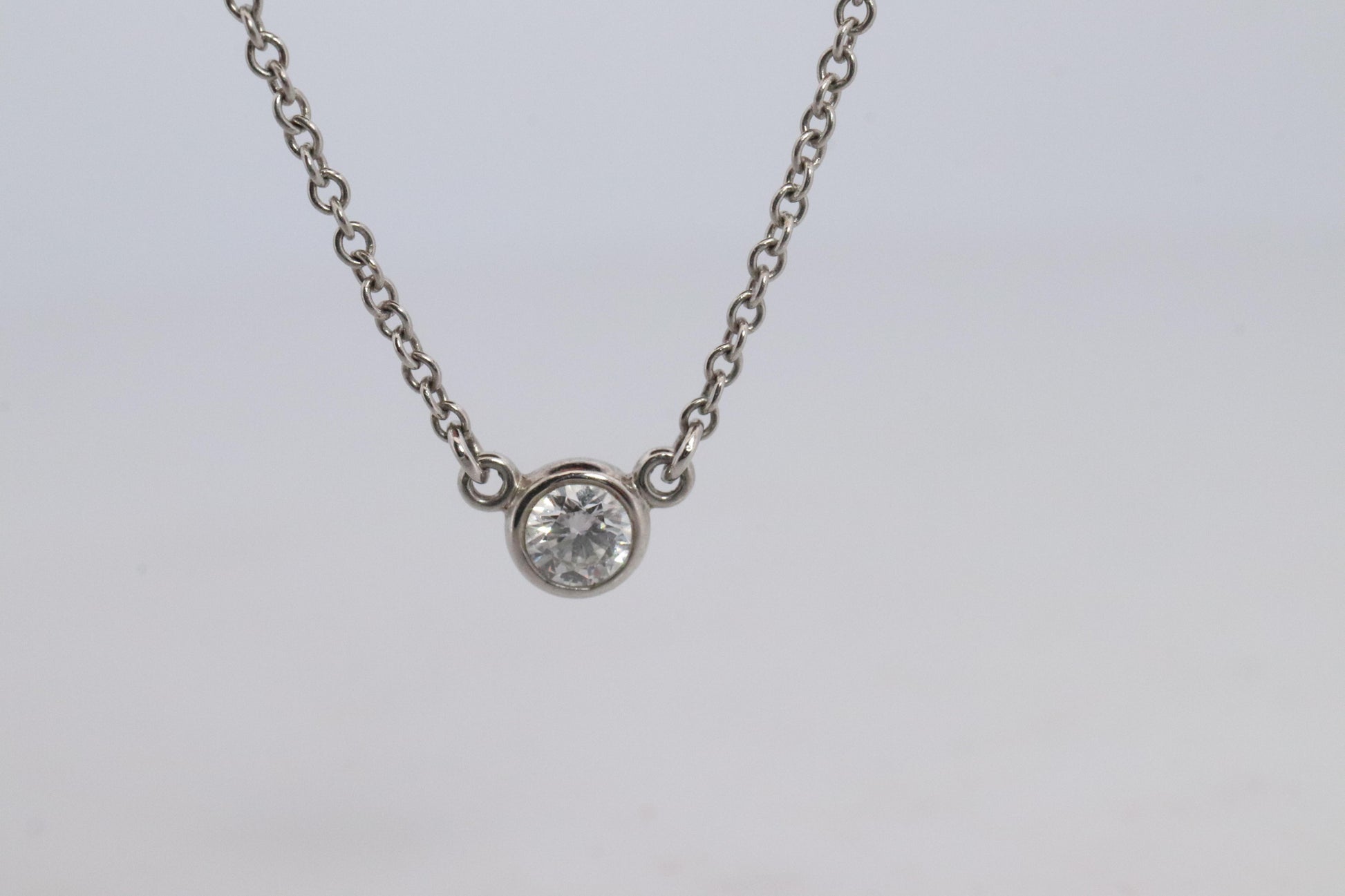 Vintage Tiffany Co Platinum Necklace Elsa Peretti Diamond by the Yard 0.17ct 1P