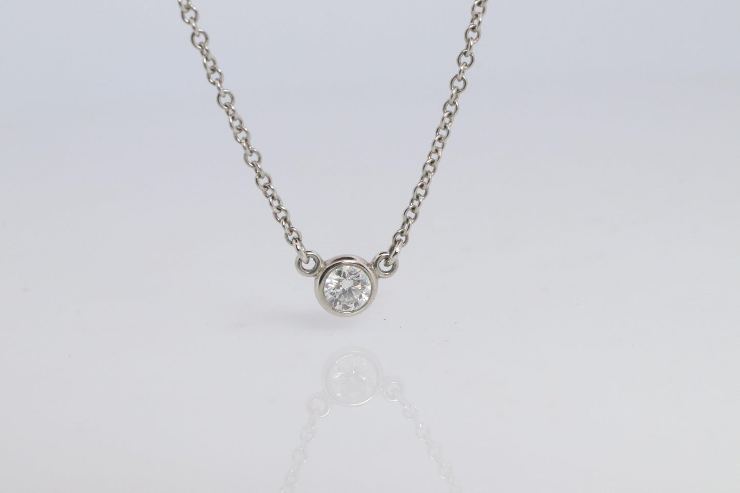 Vintage Tiffany Co Platinum Necklace Elsa Peretti Diamond by the Yard 0.17ct 1P