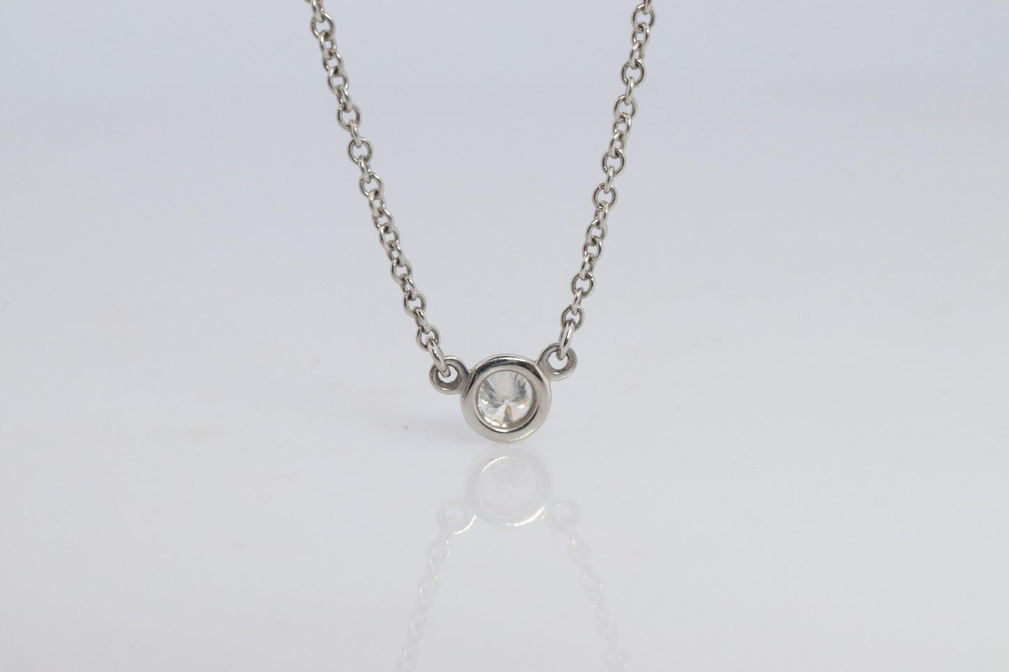 Vintage Tiffany Co Platinum Necklace Elsa Peretti Diamond by the Yard 0.17ct 1P