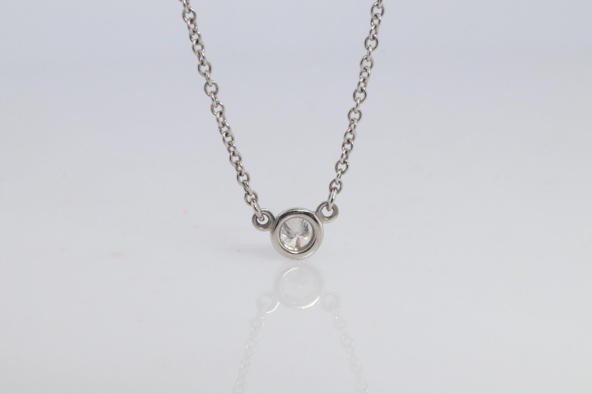 Vintage Tiffany Co Platinum Necklace Elsa Peretti Diamond by the Yard 0.17ct 1P