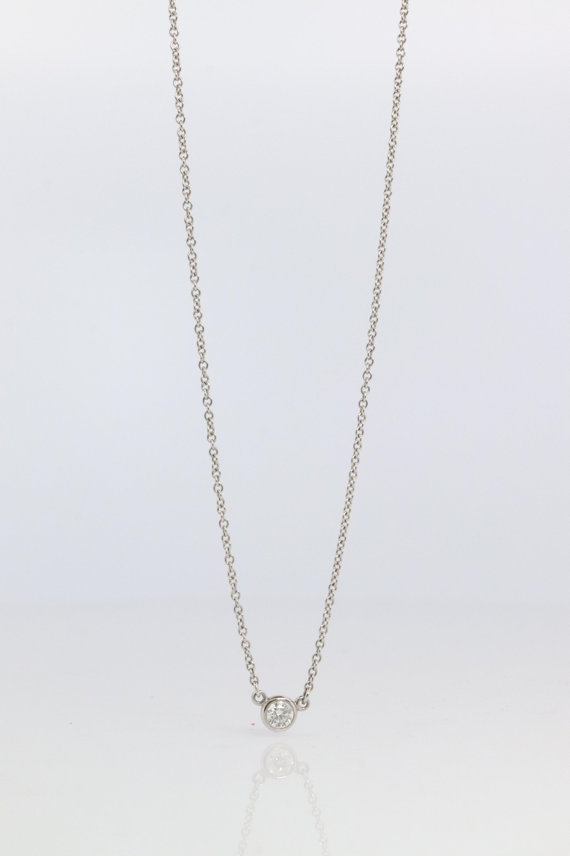 Vintage Tiffany Co Platinum Necklace Elsa Peretti Diamond by the Yard 0.17ct 1P