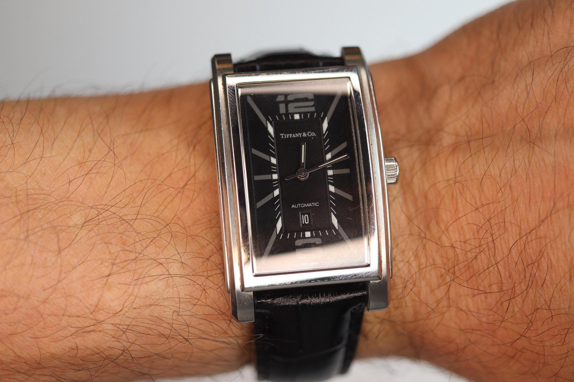 Tiffany and Co Watch. Automatic Tiffany Grand Resonator Mens Tank Watch.
