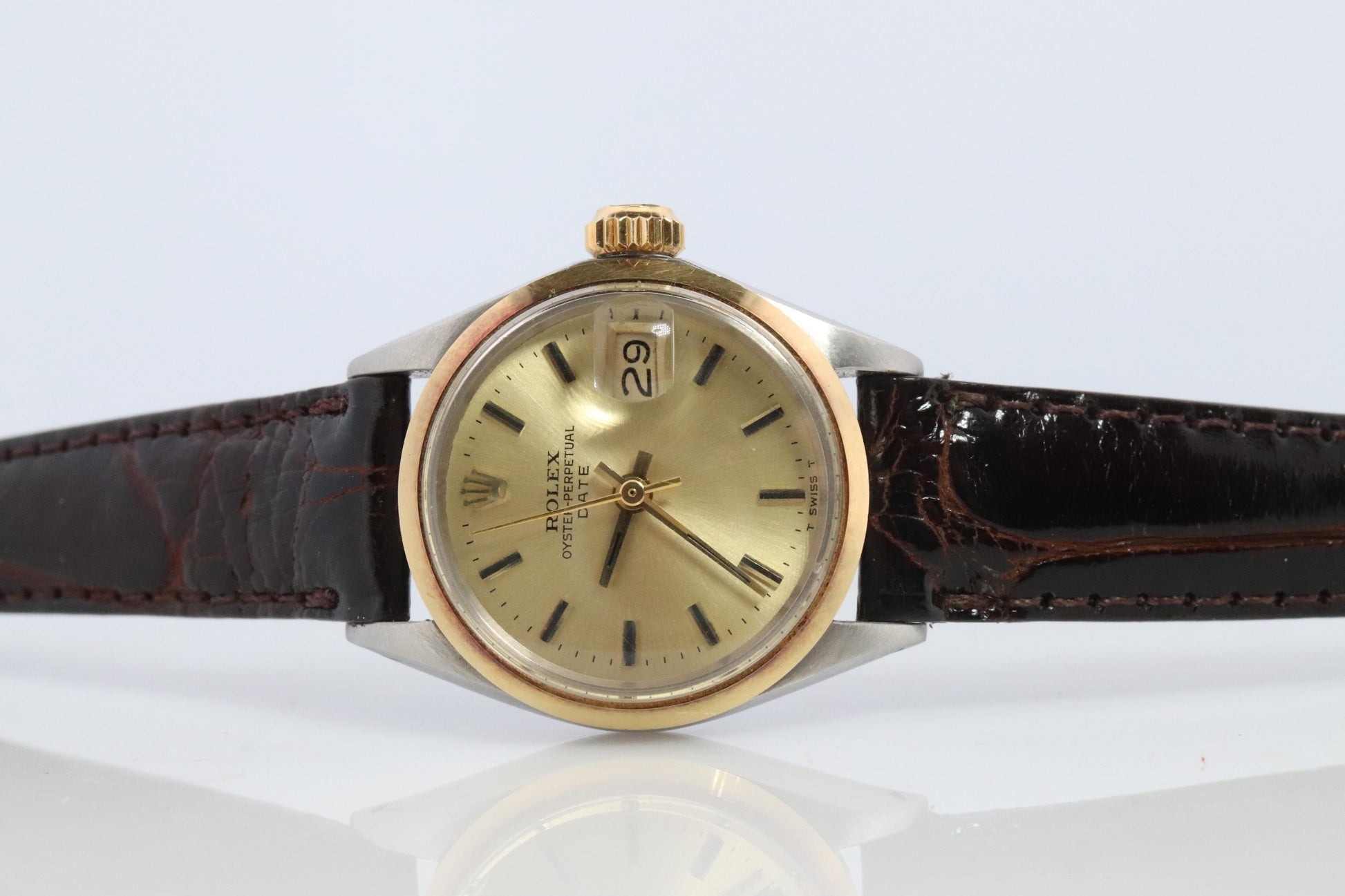Genuine Rolex 6516 Watch. 18k and SS ROLEX Oyster Perpetual Date Automatic