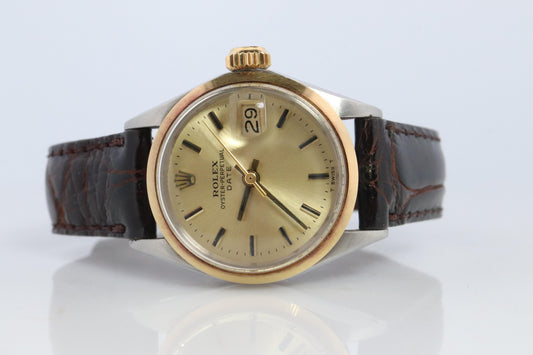 Genuine Rolex 6516 Watch. 18k and SS ROLEX Oyster Perpetual Date Automatic