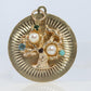 14k Tree of Life Round Medallion Pendant. Multi-Gem Fruit Tree Charm.