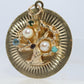 14k Tree of Life Round Medallion Pendant. Multi-Gem Fruit Tree Charm.