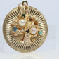 14k Tree of Life Round Medallion Pendant. Multi-Gem Fruit Tree Charm.
