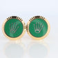 18k Rolex Cufflinks. 18k YG Green Cerachrom Fluted Bezel Round Cuffs.