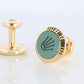 18k Rolex Cufflinks. 18k YG Green Cerachrom Fluted Bezel Round Cuffs.