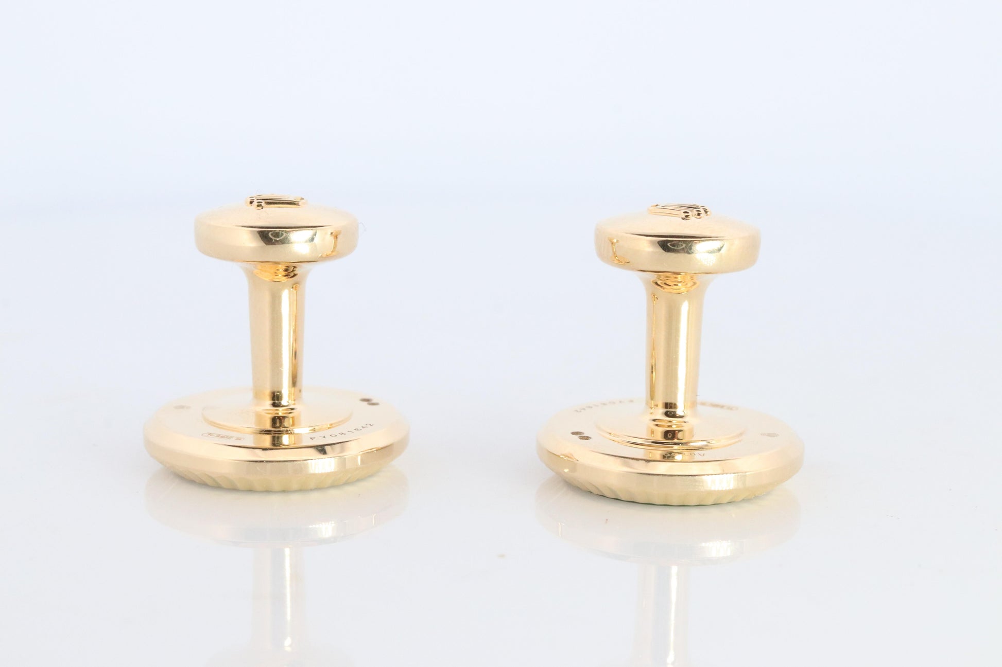 18k Rolex Cufflinks. 18k YG Green Cerachrom Fluted Bezel Round Cuffs.
