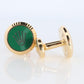 18k Rolex Cufflinks. 18k YG Green Cerachrom Fluted Bezel Round Cuffs.