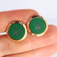 18k Rolex Cufflinks. 18k YG Green Cerachrom Fluted Bezel Round Cuffs.