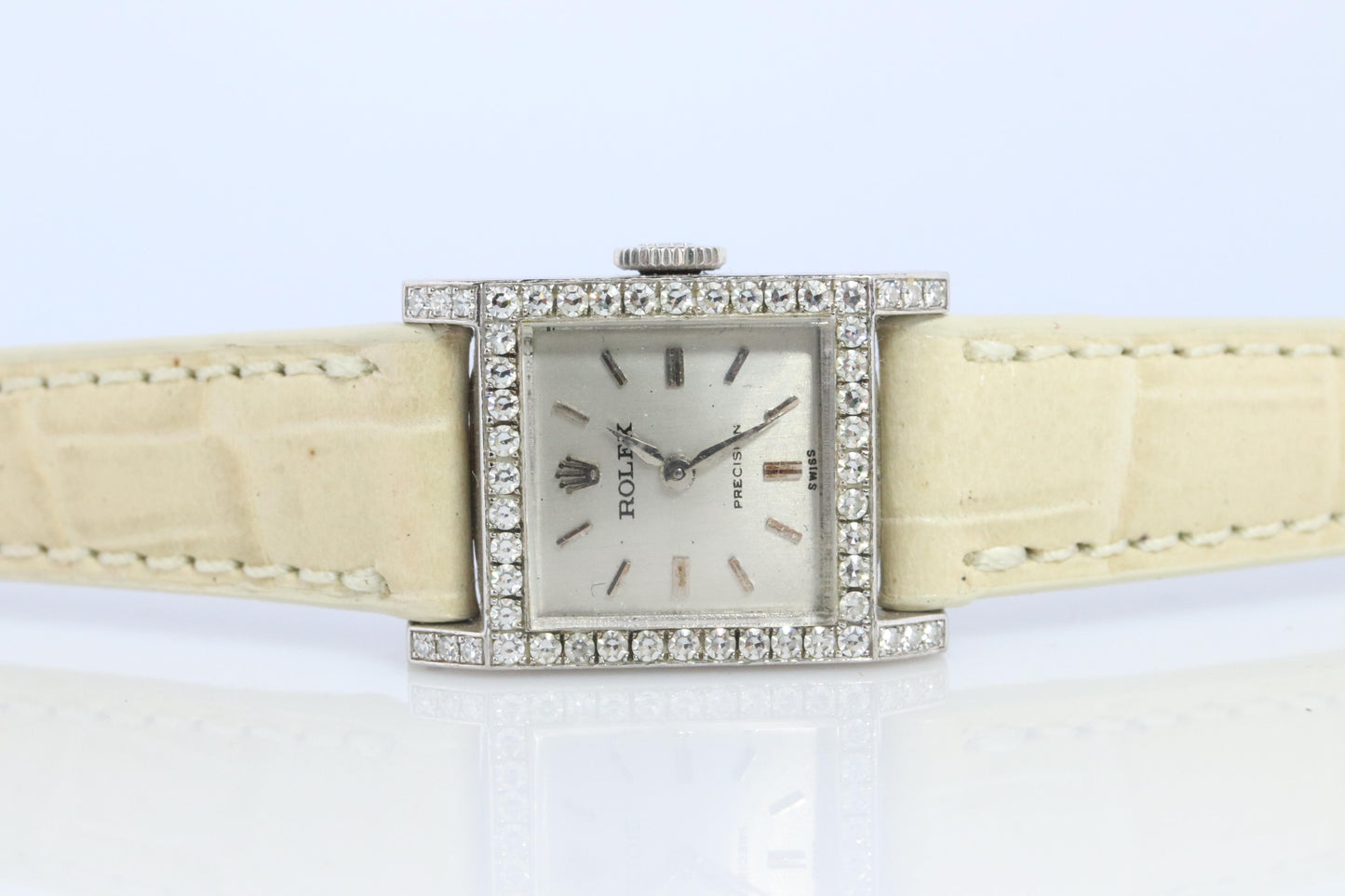 Genuine 18k Rolex 9356 Precision . 18k Gold Ladies Diamond Rolex Manual Watch