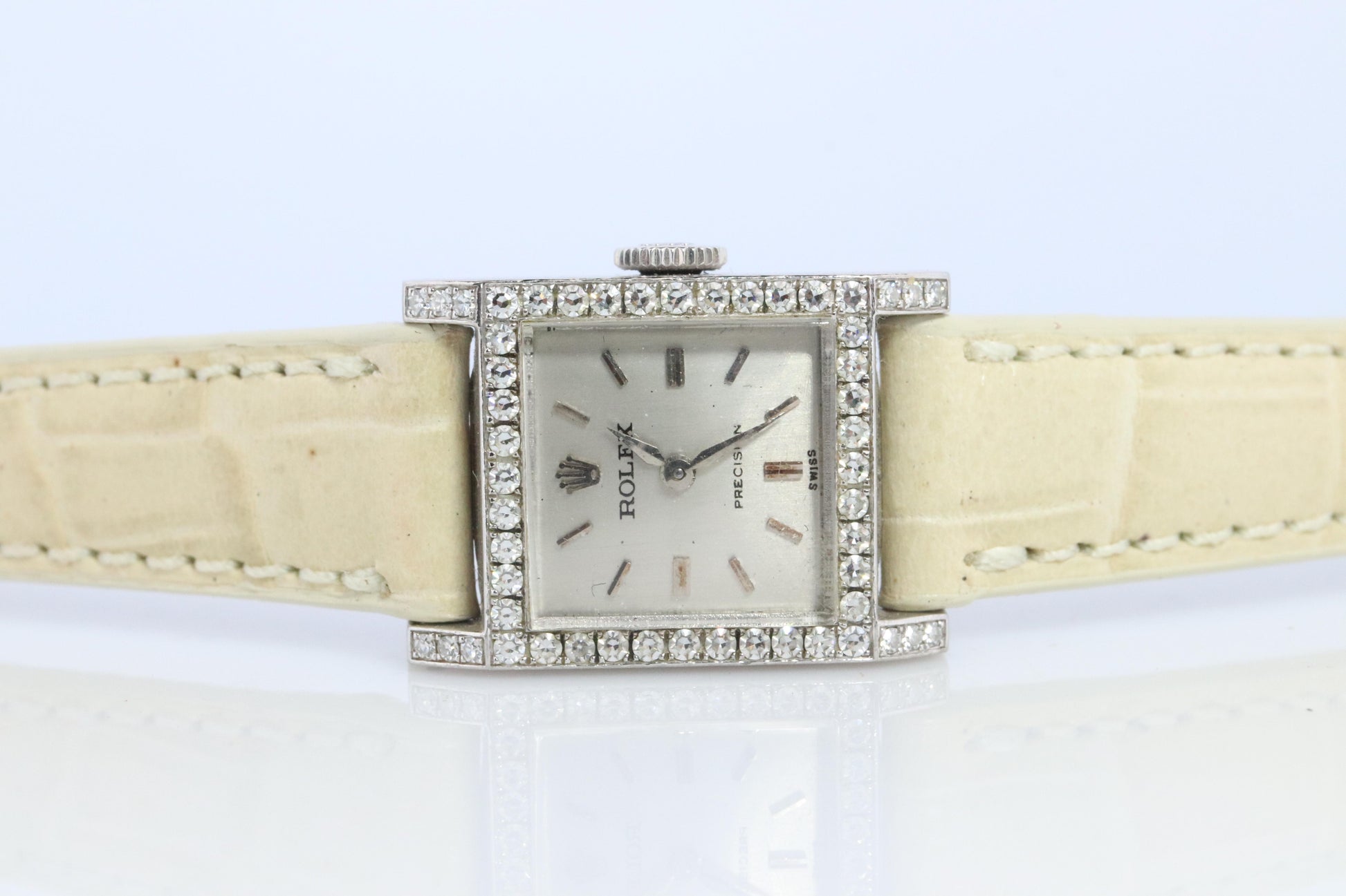 Genuine 18k Rolex 9356 Precision . 18k Gold Ladies Diamond Rolex Manual Watch