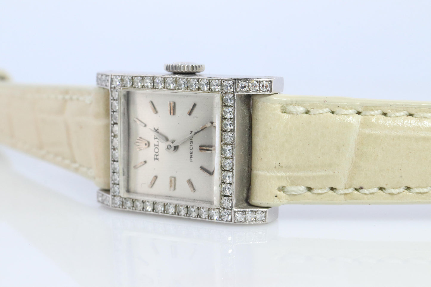 Genuine 18k Rolex 9356 Precision . 18k Gold Ladies Diamond Rolex Manual Watch