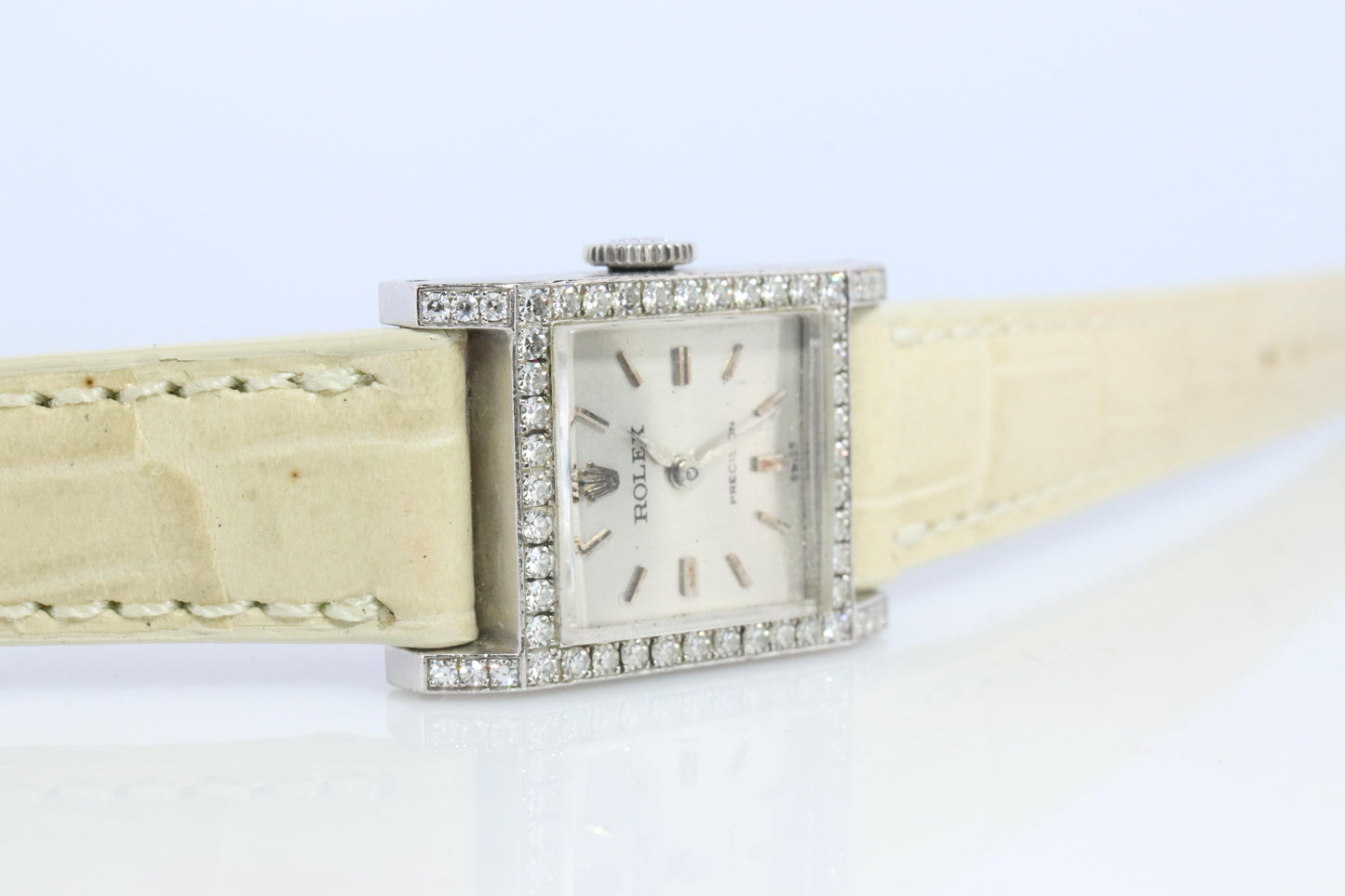 Genuine 18k Rolex 9356 Precision . 18k Gold Ladies Diamond Rolex Manual Watch