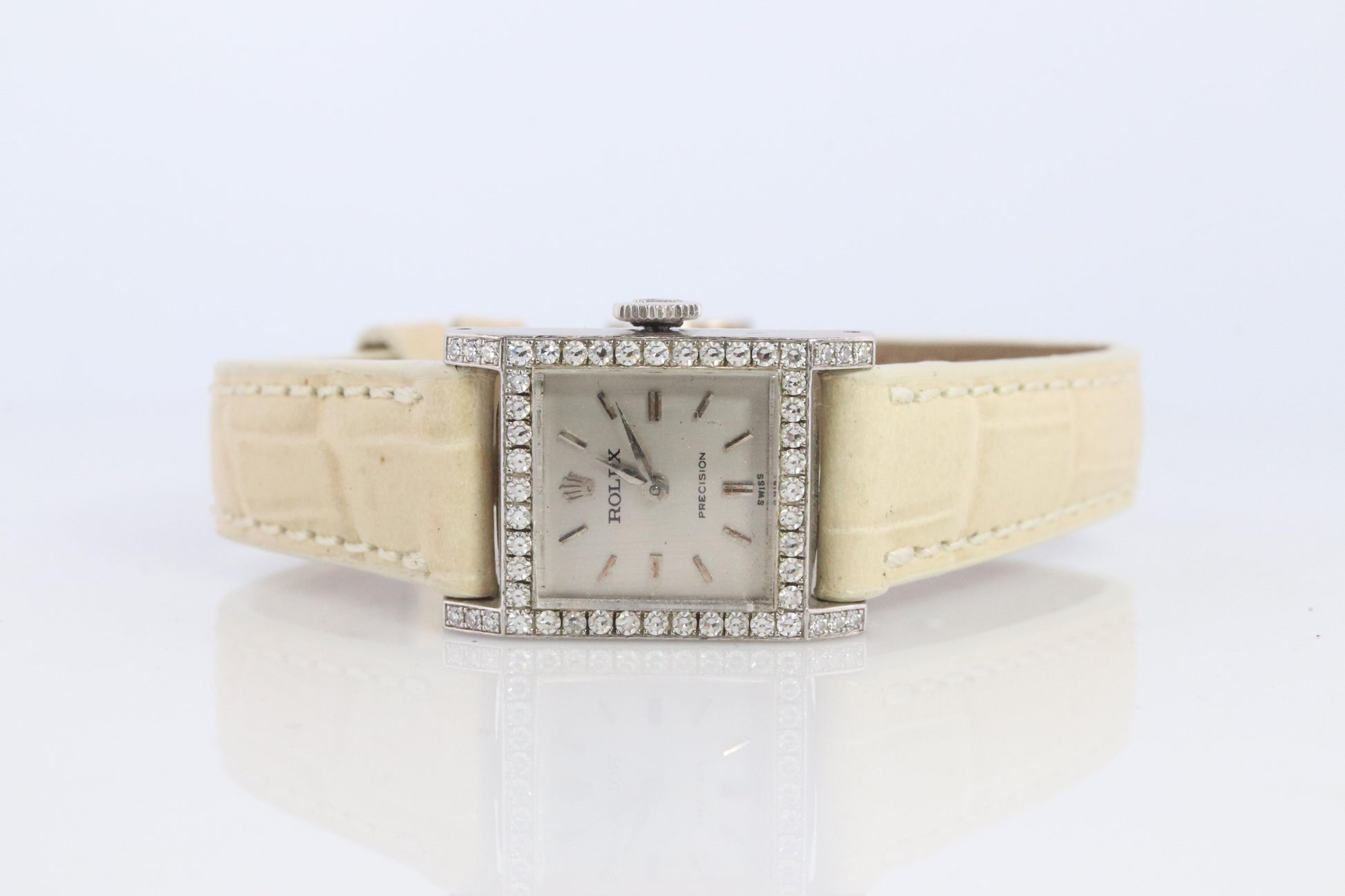 Genuine 18k Rolex 9356 Precision . 18k Gold Ladies Diamond Rolex Manual Watch