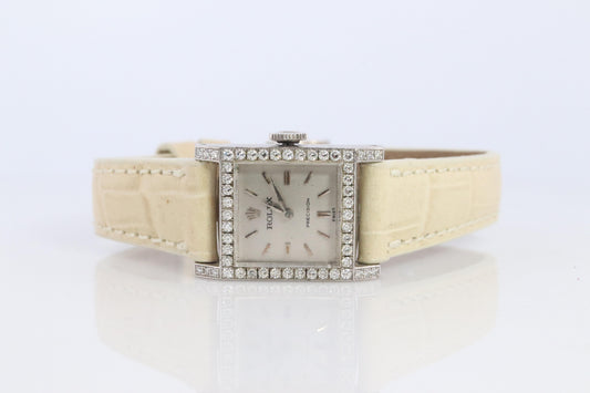 Genuine 18k Rolex 9356 Precision . 18k Gold Ladies Diamond Rolex Manual Watch