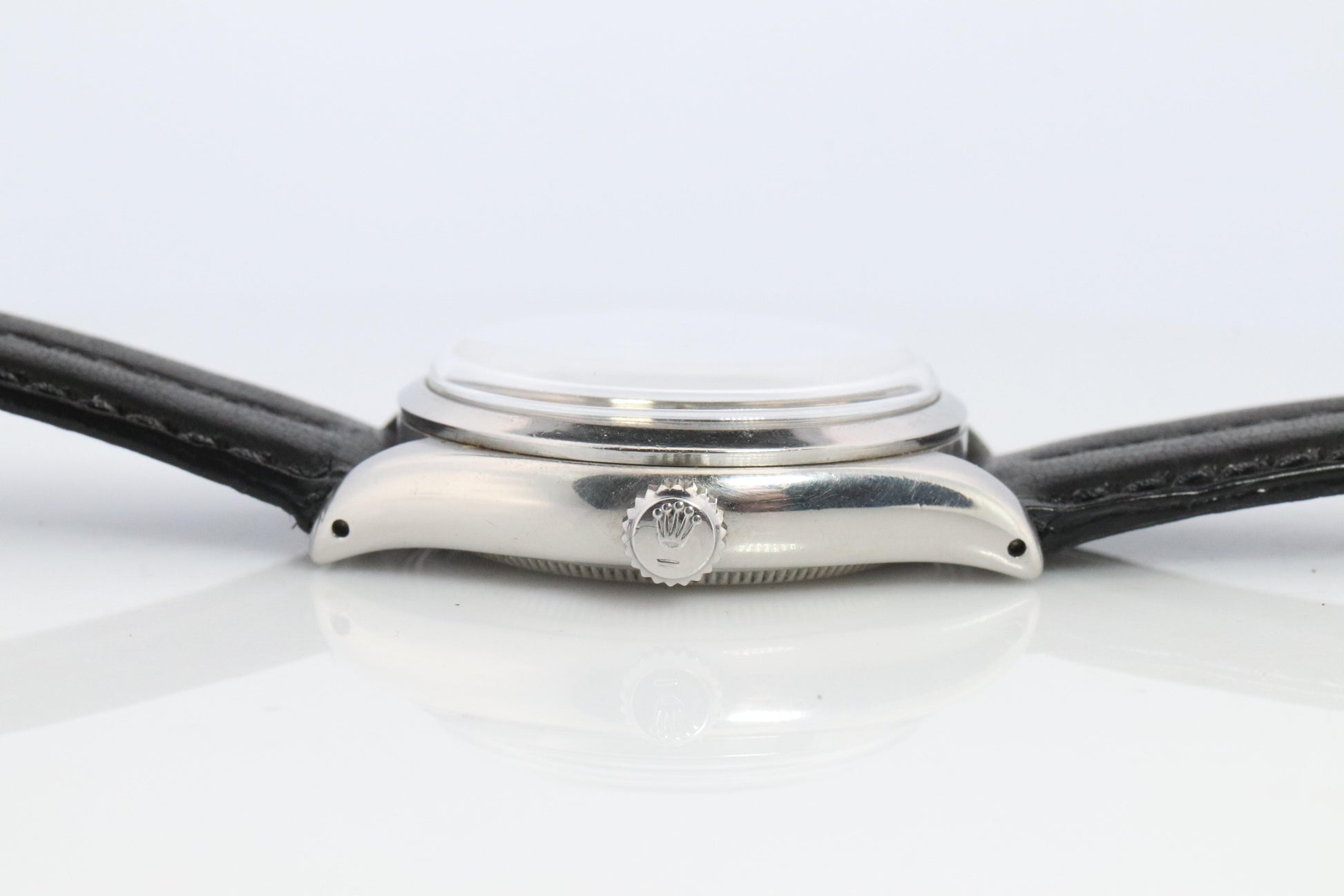 ROLEX Watch. Rolex ref. 6294 Rare Black Honeycomb Dial 1950s Mens Rolex watch.